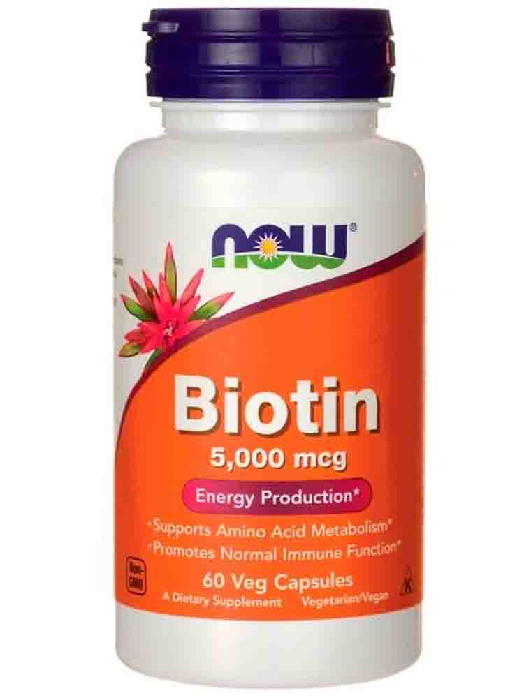 Витамины группы B NOW Biotin 5000 mcg 60 капс.