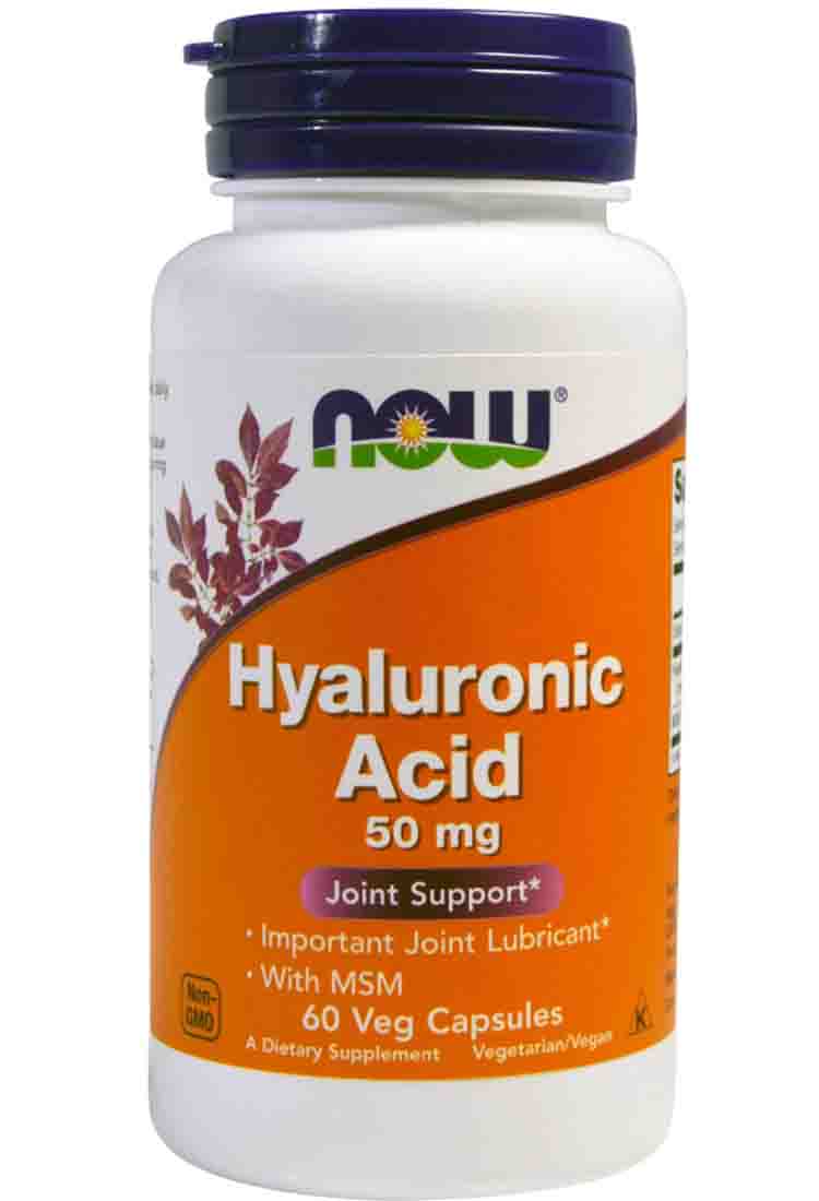 

Витамины и БАДы для суставов NOW Hyaluronic Acid 50 mg + MSM 60 капс.