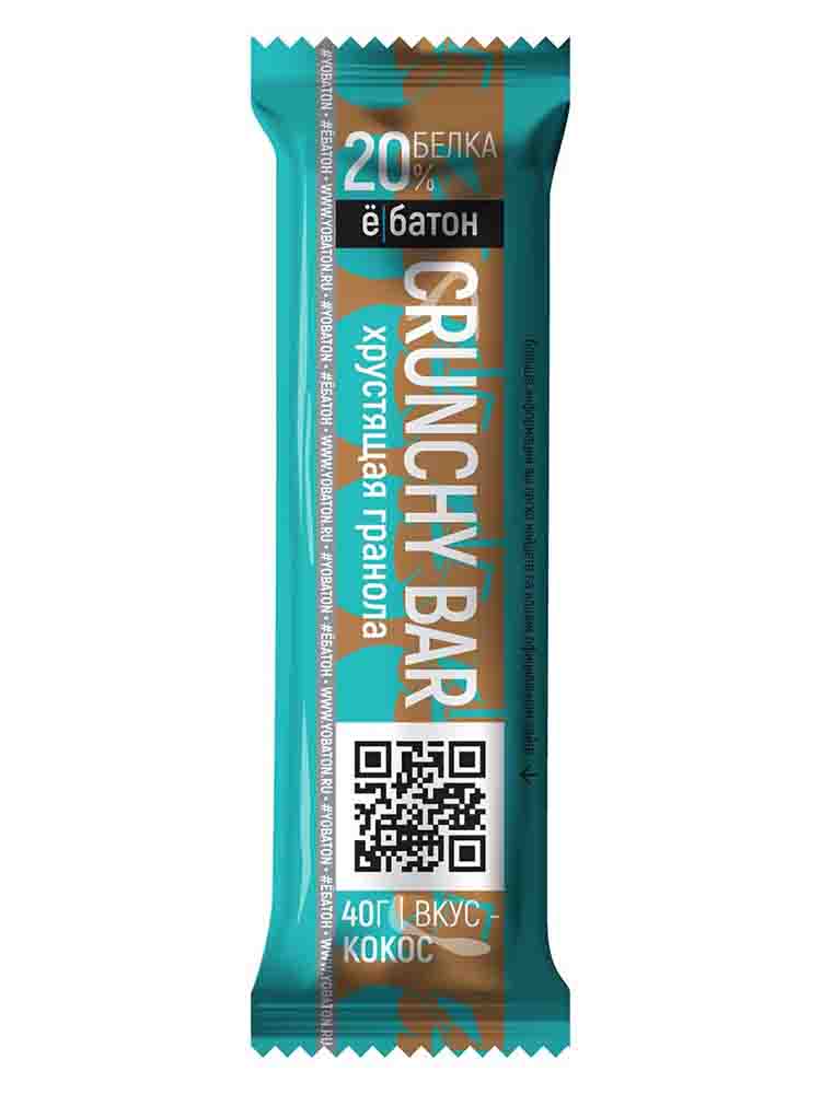Протеиновые батончики Ё батон Батончик Crunchy Bar 40 гр. кокос
