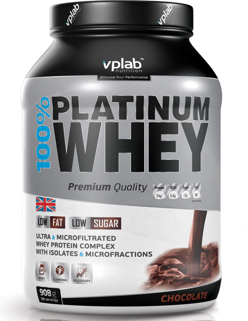Протеины VPLab Nutrition 100% Platinum Whey 750 гр. клубника-банан