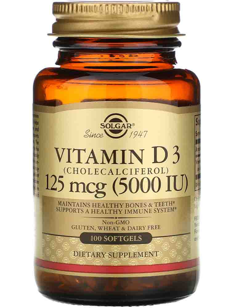 Отдельные витамины Solgar Vitamin D3 5000 IU 100 гел.капс.