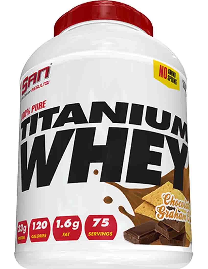 

Протеины SAN 100% Pure Titanium Whey 908 гр. ванильная ириска
