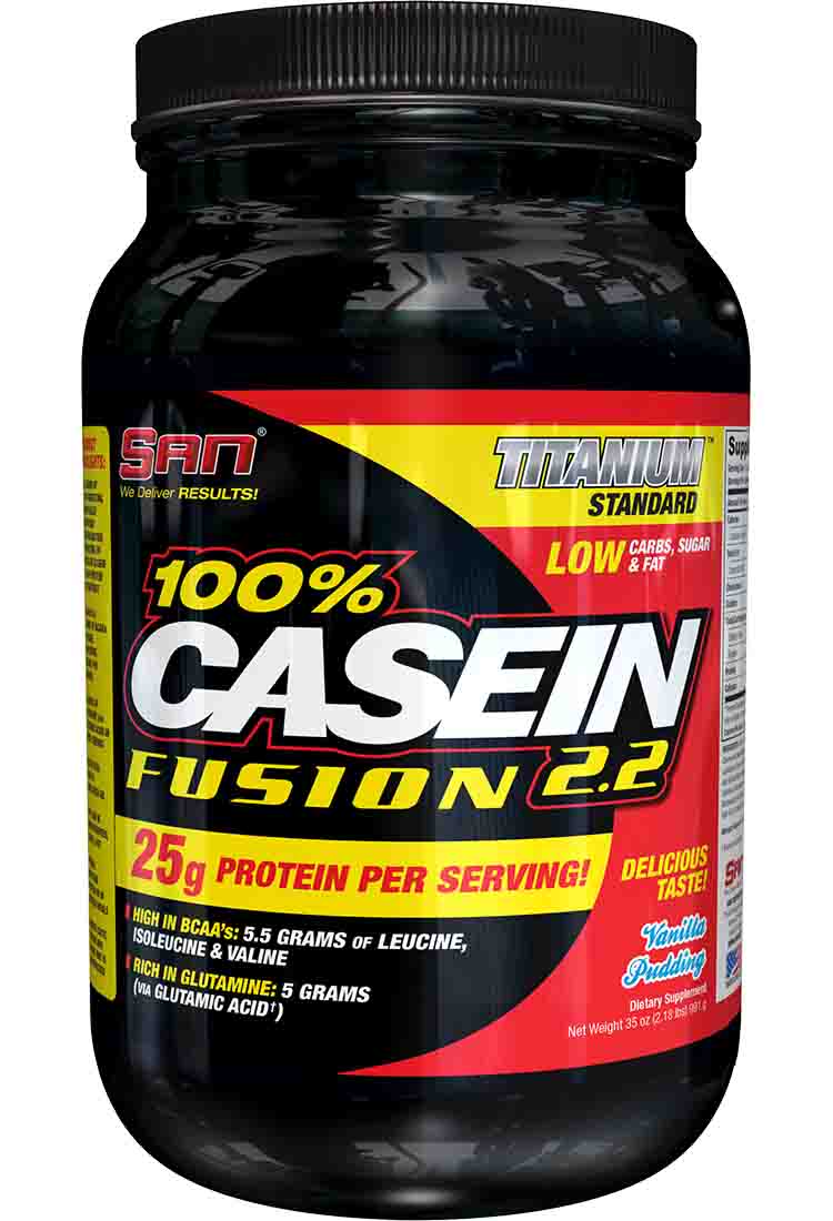 Протеины SAN 100% Casein Fusion 991 гр. ванильный пуддинг