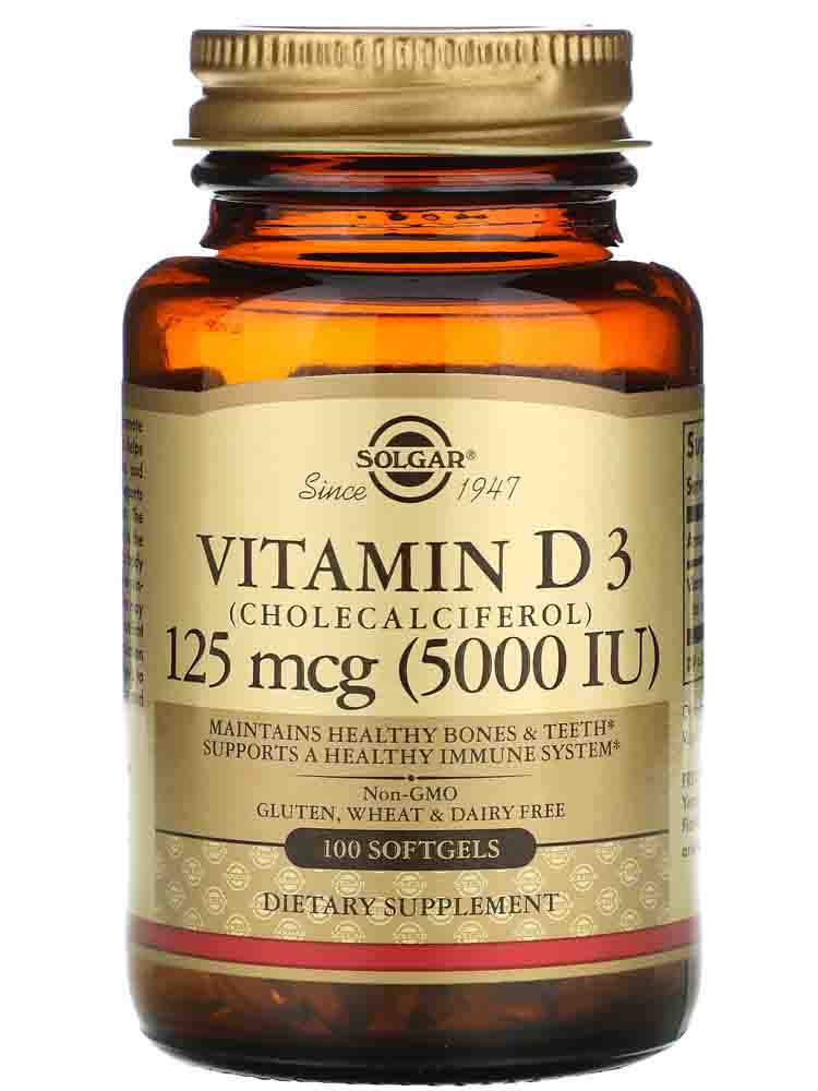 Отдельные витамины Solgar Vitamin D3 5000 IU Cholecalciferol 60 вег. капс.